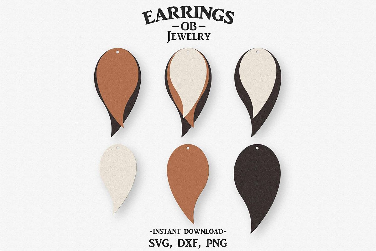 Earring Svg, Teardrop, Stacked, Cut File example image 1