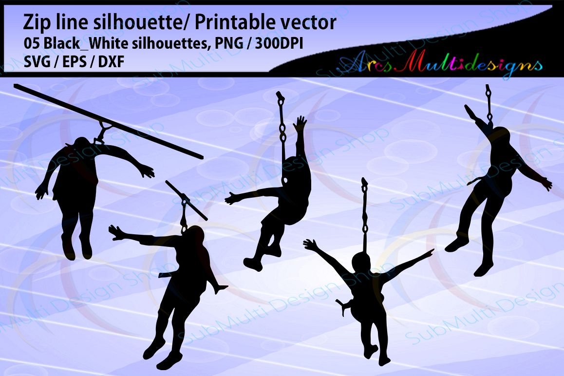 zip line silhouette / zip line ride silhouette / SVG vector / zip line clipart / Commerical use / Digital File vector example image 1