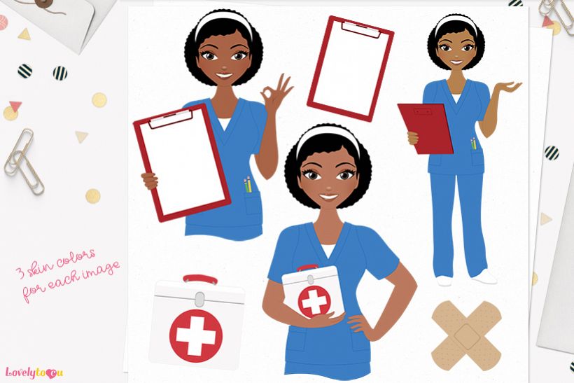 Woman nurse character clip art L068 Neve example image 1