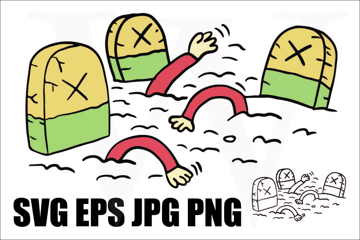 Zombies rising from tomb - SVG EPS JPG PNG example image 1