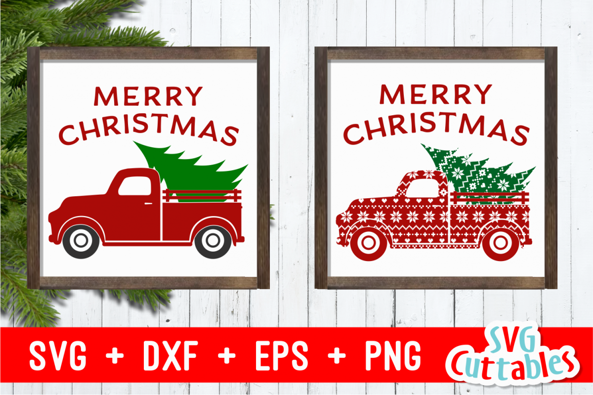 Merry Christmas Truck | Christmas Cut File example image 1