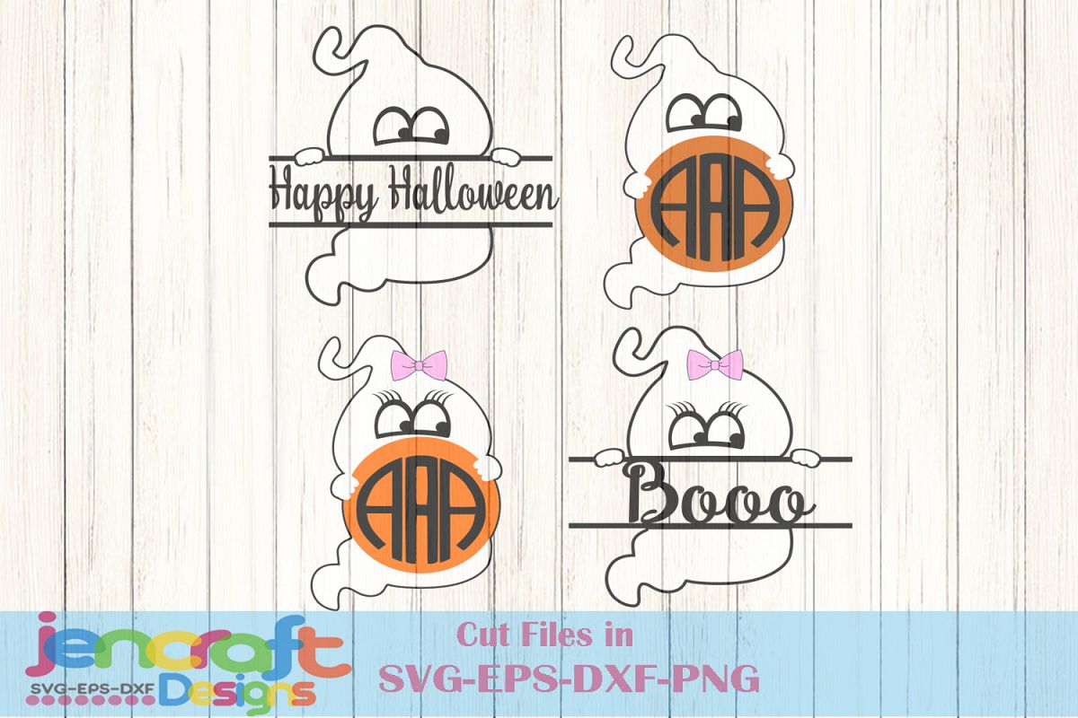 Download Cute Halloween Ghost Monogram Frames SVG Cut files (141137 ...