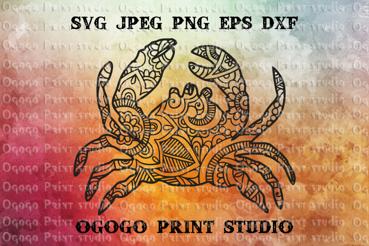 Crab SVG, Zentangle SVG, Mandala svg, Beach svg, Sea animal example image 1