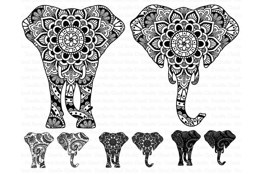 Elephant SVG, Elephant Head Mandala SVG files.