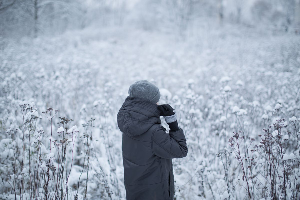 Girl walking in the winter forest example image 1