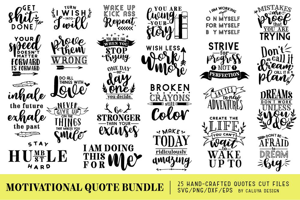 Motivational Quote SVG Cut Files Bundle