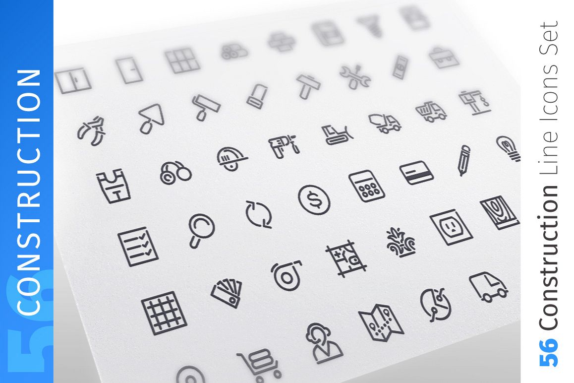 Construction Line Icons Set example image 1