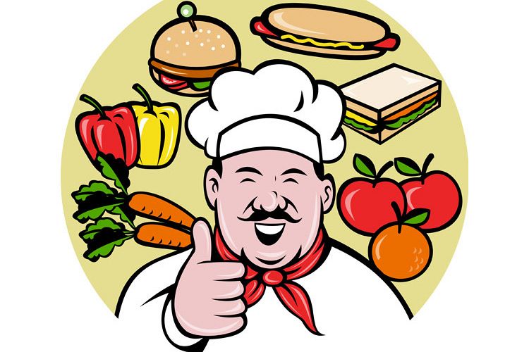 Chef cook baker thumbs up fruit sandwich food example image 1