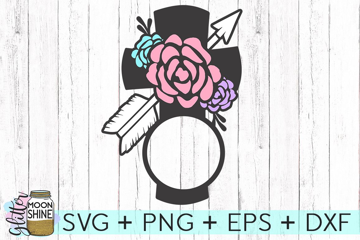 Cross Arrow Monogram Frame SVG DXF PNG EPS Cutting Files example image 1