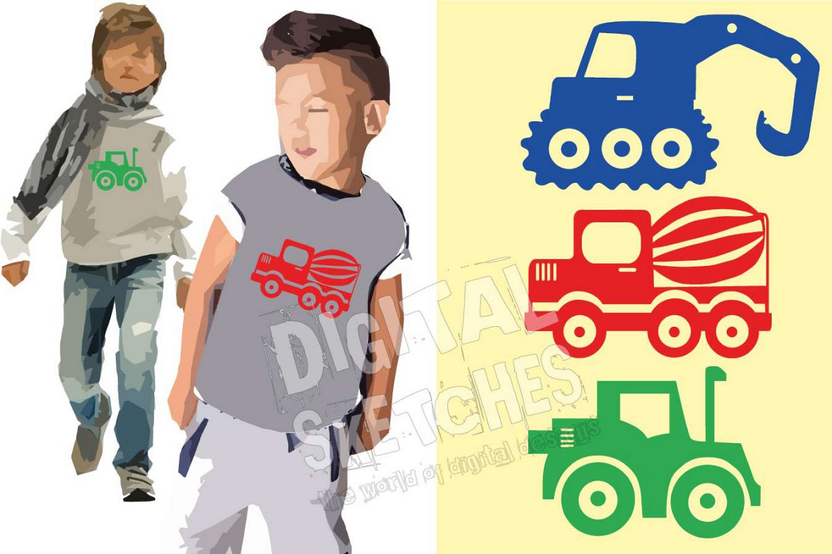Illustration Construction Machines Autos Cut File .SVG .DXF example image 1