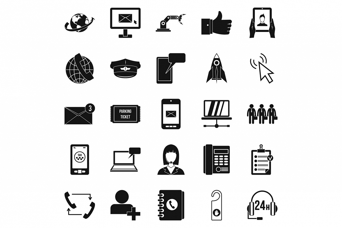 Call on business icons set, simple style example image 1