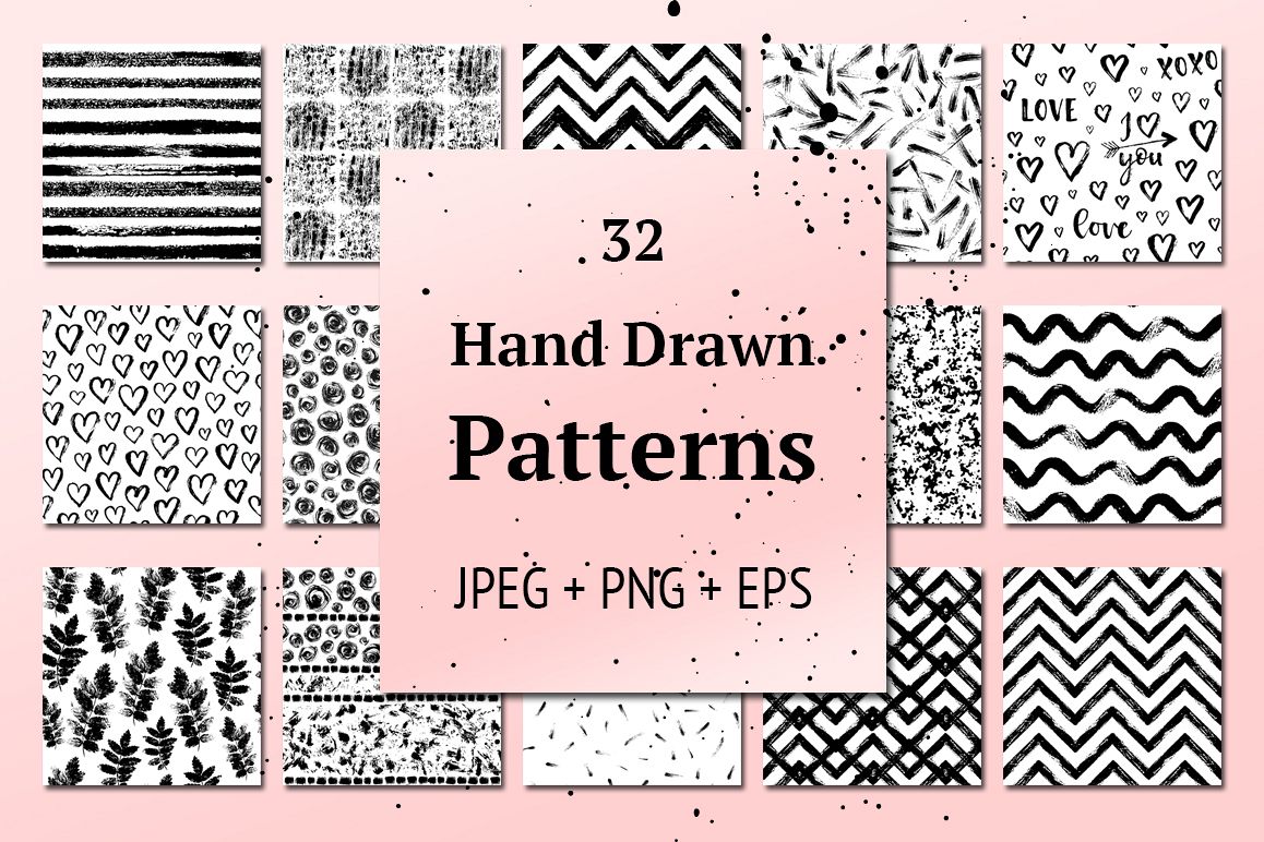 32 Hand Drawn Seamless Patterns example image 1
