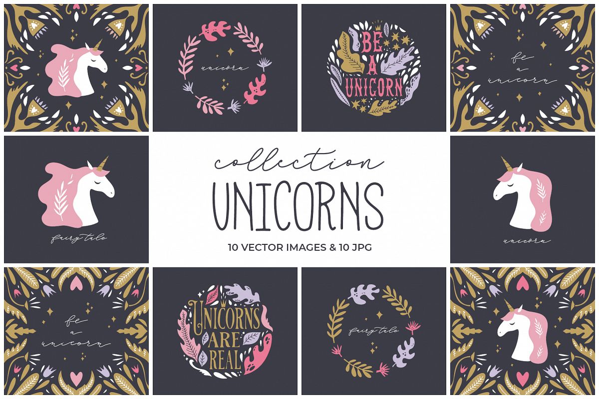 Nursery unicorns clip art set example image 1