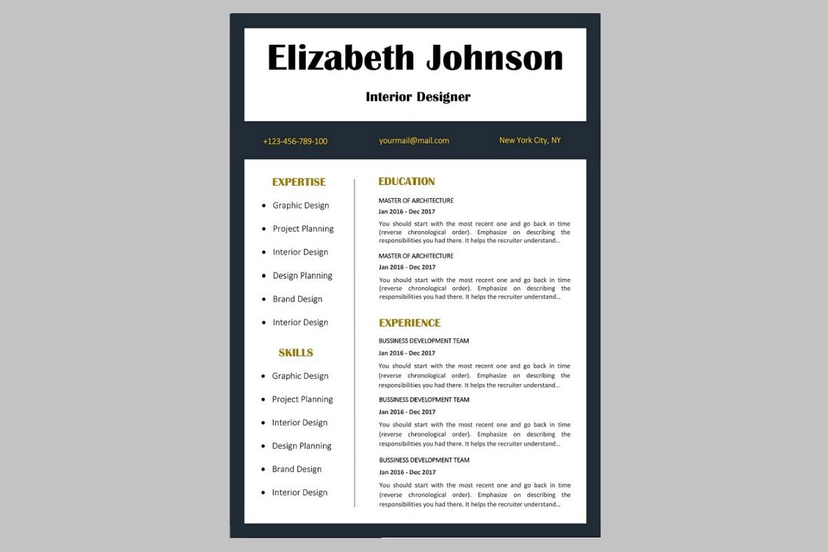 Creative resume template / CV example image 1
