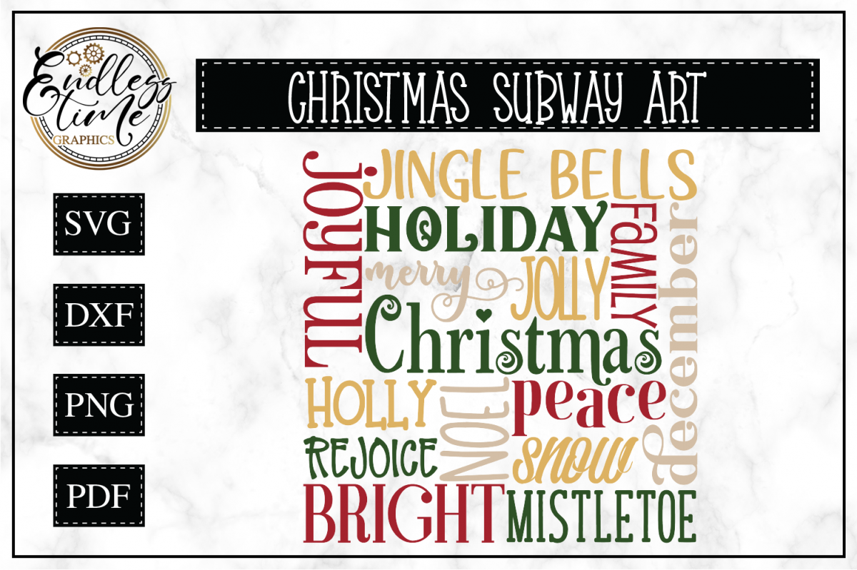 Christmas Word Cloud- Subway Art example image 1