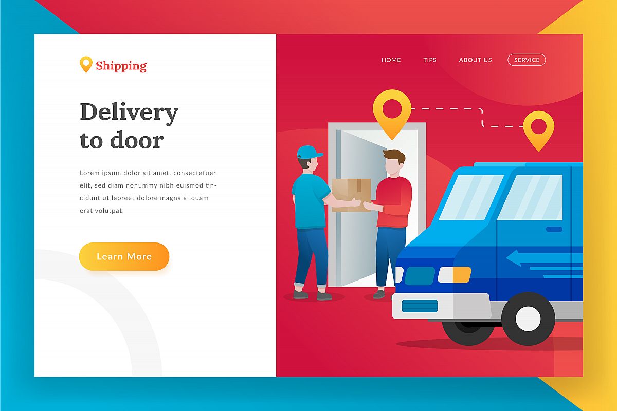 Delivery package landing page illustration example image 1
