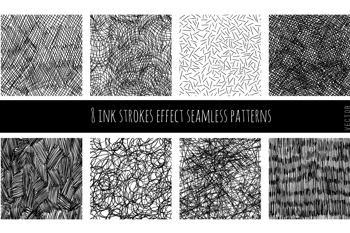 Set of 8 ink strokes effect patterns example image 1