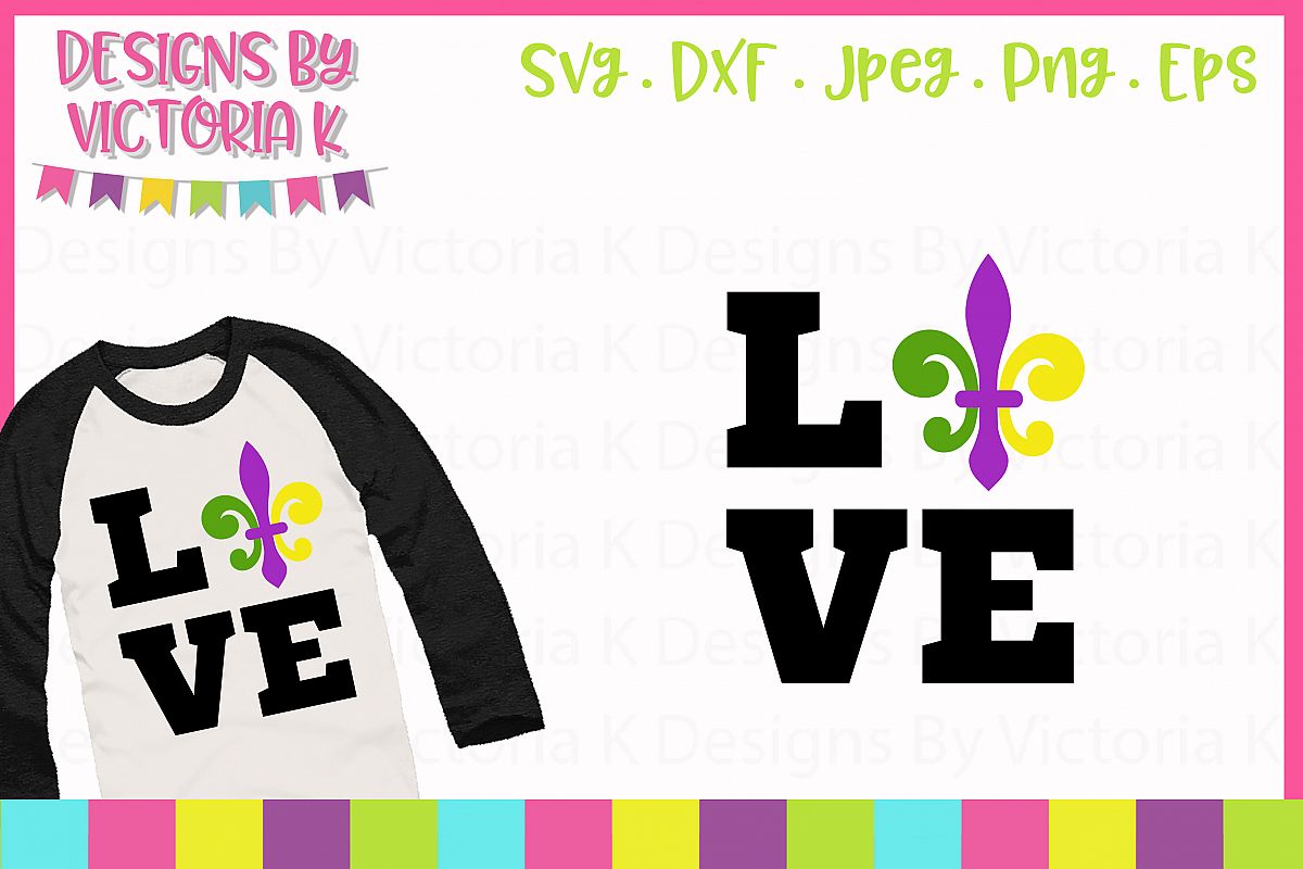 Download Love Mardi Gras, Fleur de lis, SVG, DXF, PNG