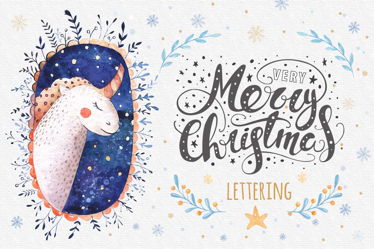 Vector Christmas lettering + bonus example image 1