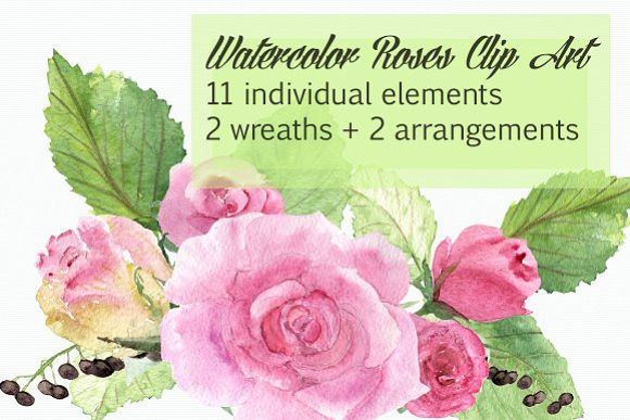 Watercolor Roses Clip Art example image 1