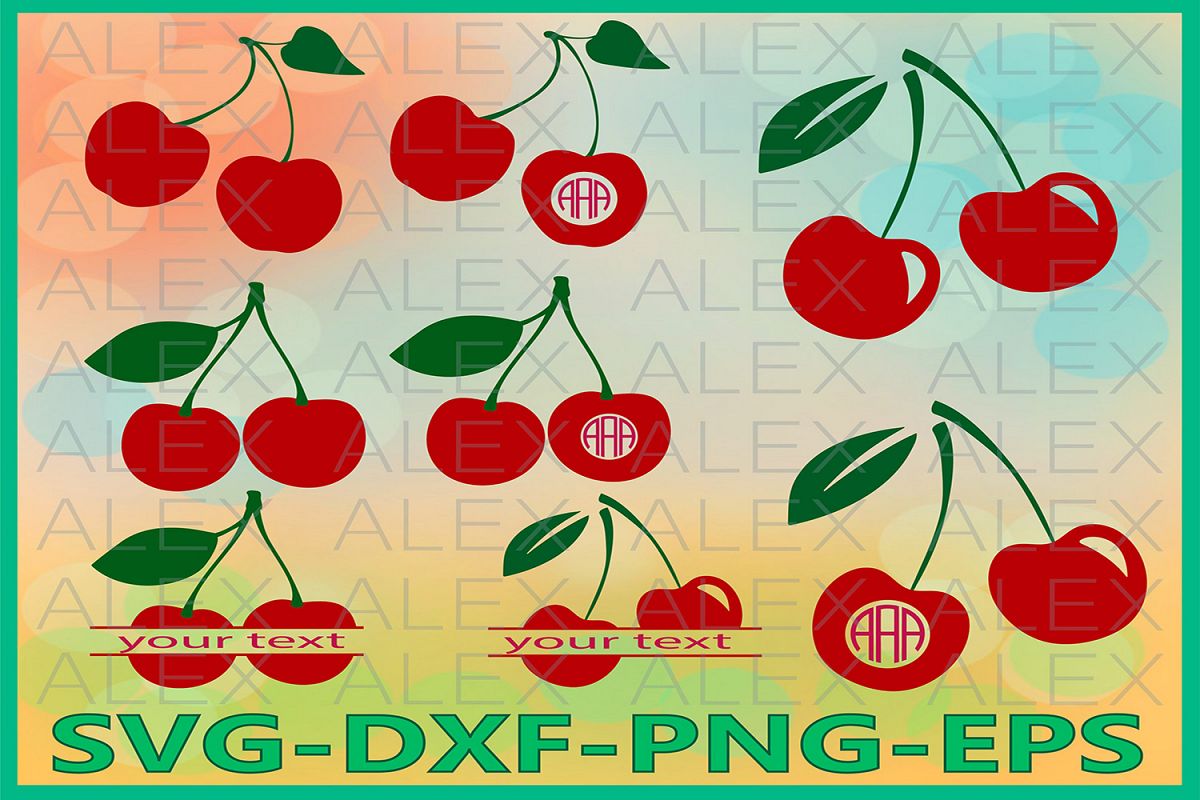Cherry SVG, Cherry Monogram Svg, Cherry Svg Files example image 1