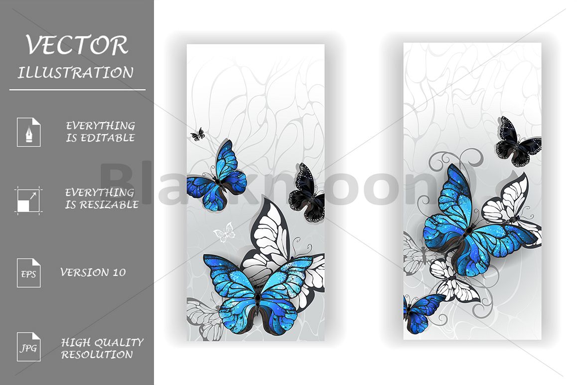 Two Banners with Butterflies Morpho example image 1