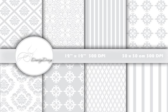Grey DAMASK digital paper example image 1