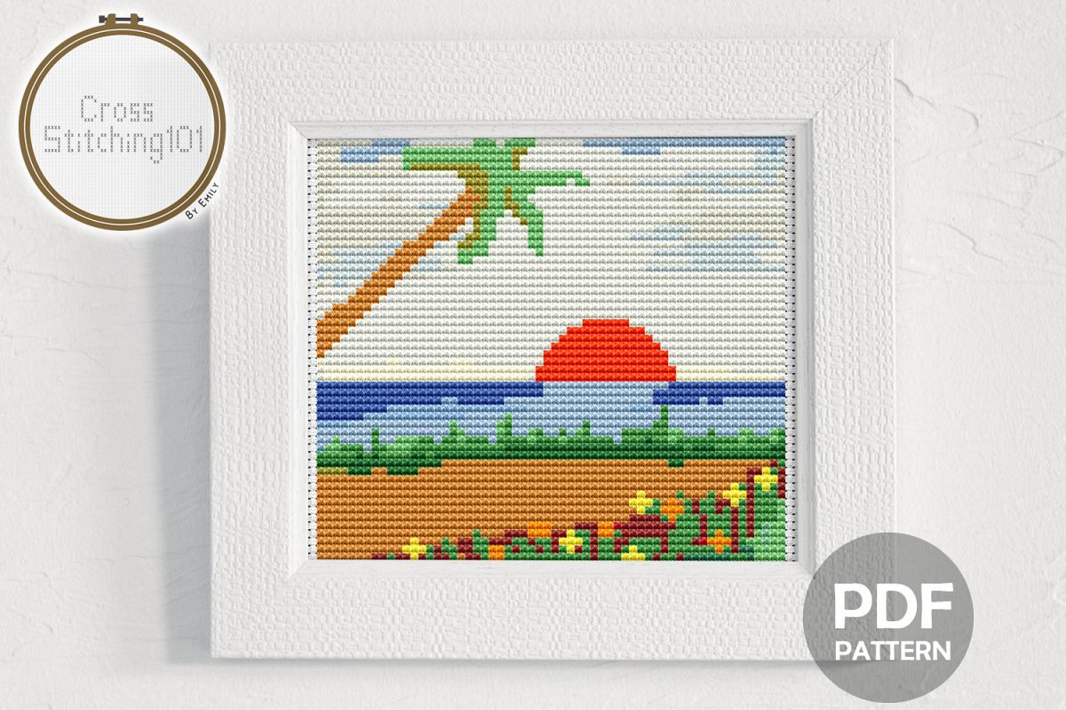 Sunset Scene Cross Stitch Pattern Instant Downlod Pdf - 