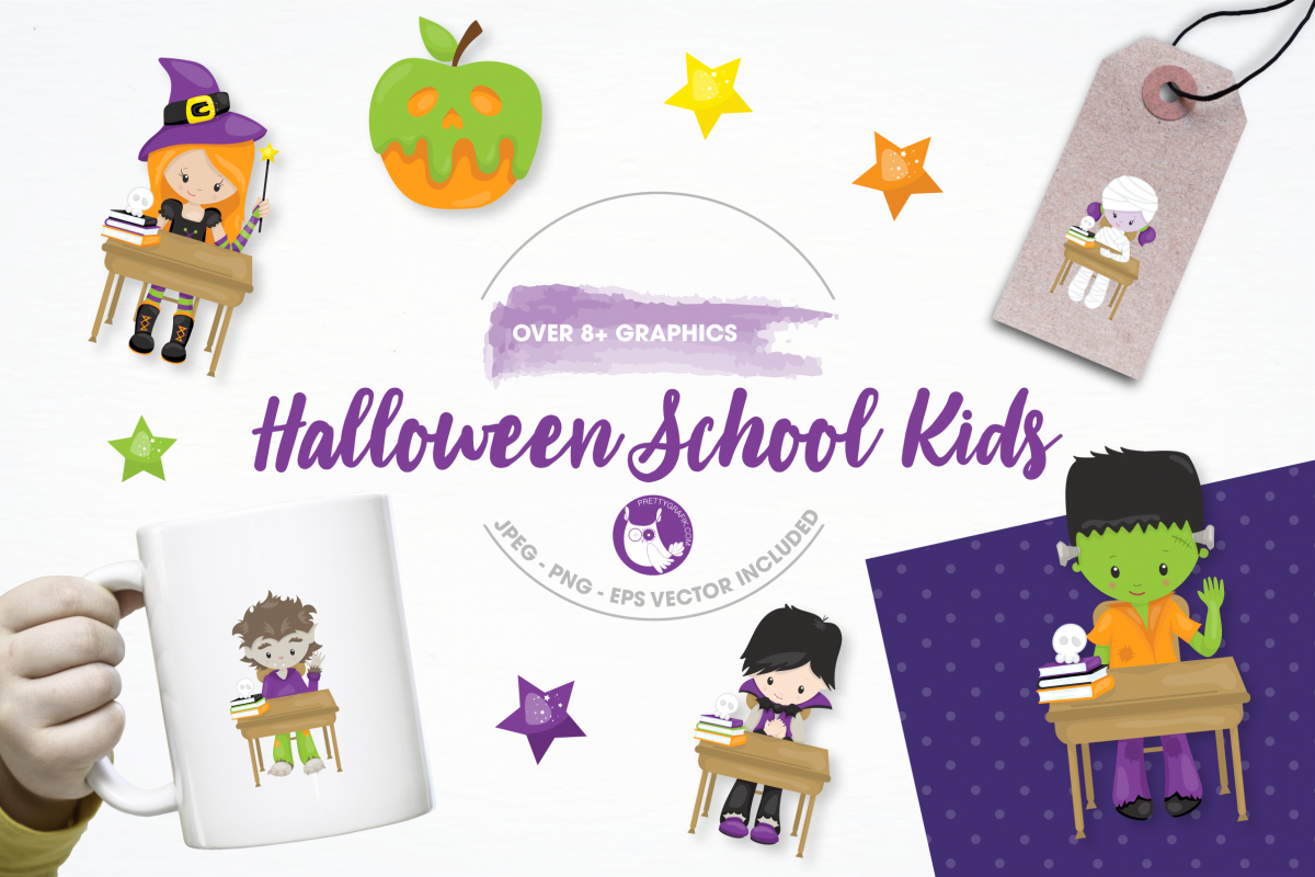 halloween school kids graphics and illustrations example image 1