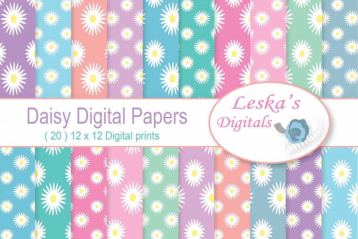 Download Daisy Digital Paper (19678) | Backgrounds | Design Bundles