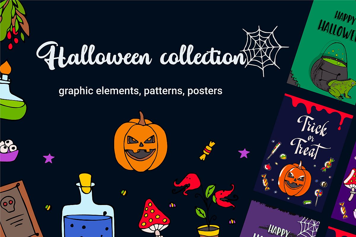 Halloween collection. Patterns, Elements, Posters example image 1
