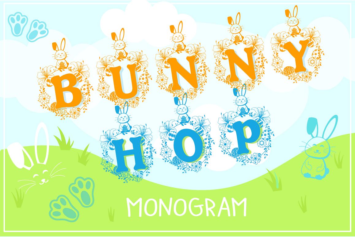 The Bunny Hop - Cute Easter Monogram Font example image 1