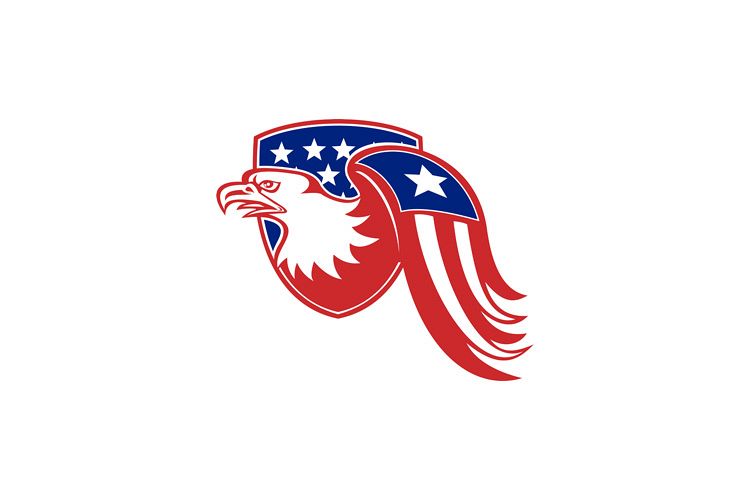 American Eagle Stars and Stripes Flag Shield Retro example image 1