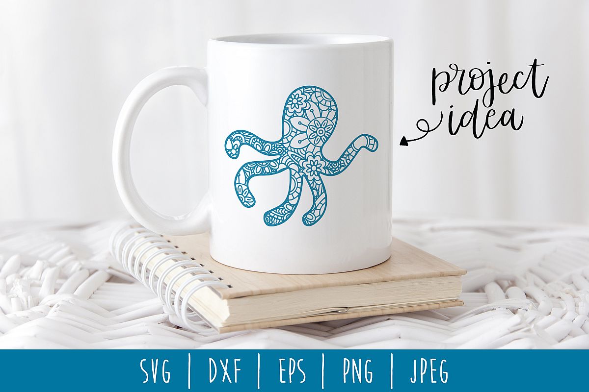 Octopus Mandala Zentangle SVG, DXF, EPS, PNG, JPEG (280403) | SVGs