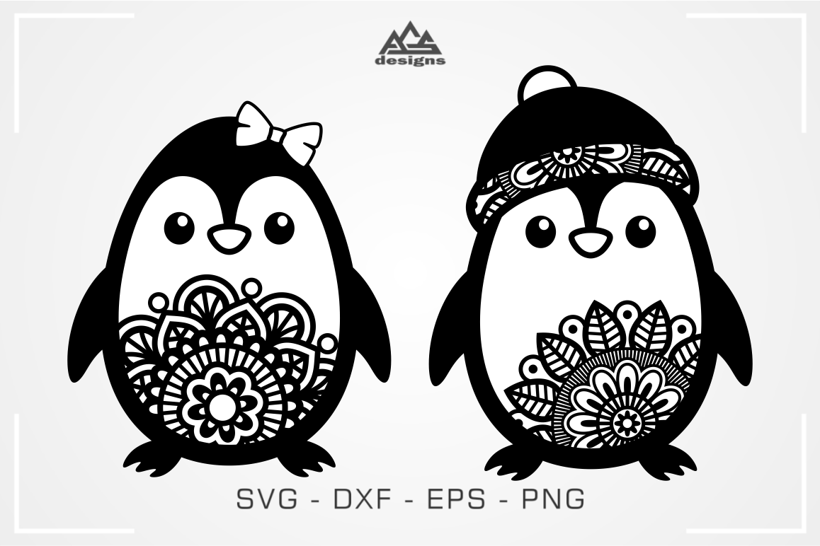 Cute Penguin Mandala Svg Design