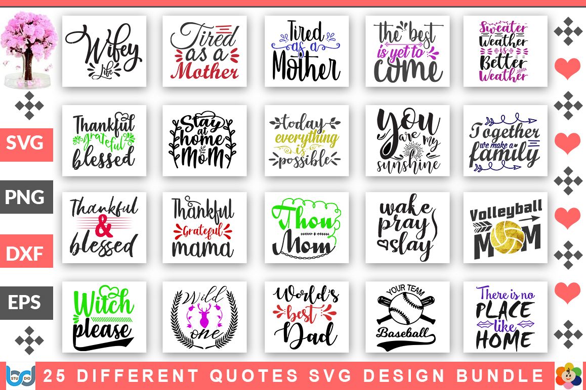 25 Different Quotes SVG Design Bundle example image 1
