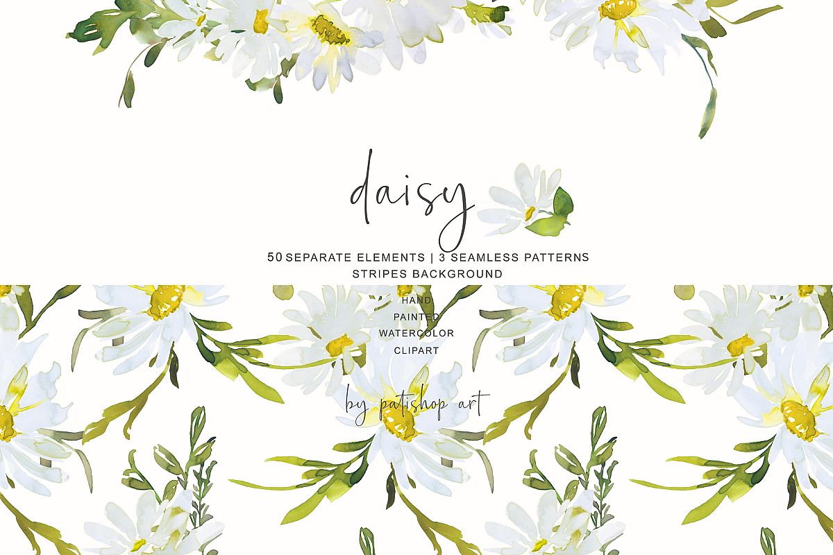 Watercolor Daisy Clip Art example image 1