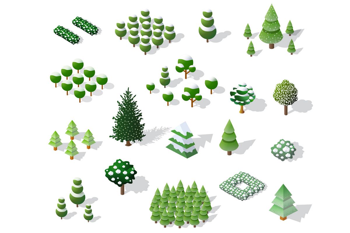 Set of Christmas winter trees example image 1