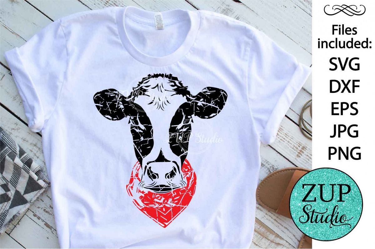 Grunge Bandana Cow Face Digital Cutting files file 170 example image 1