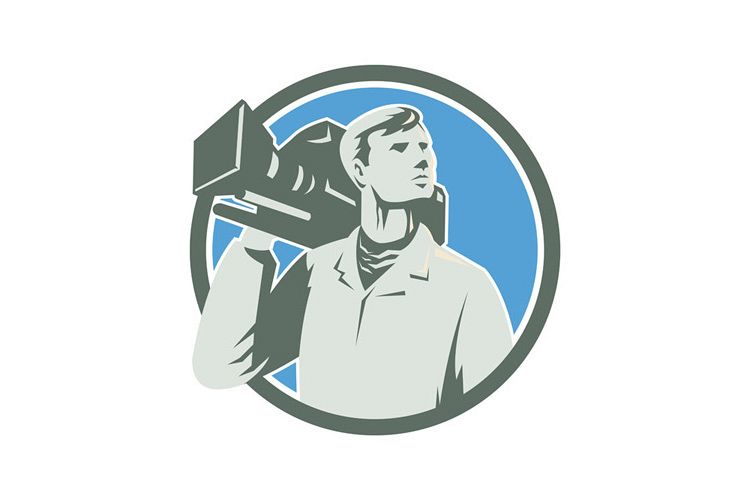 Cameraman Vintage Video Camera Circle Retro example image 1
