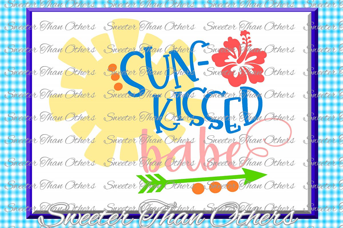 Beach Svg Sun Kissed Babe svg, Summer Beach pattern example image 1