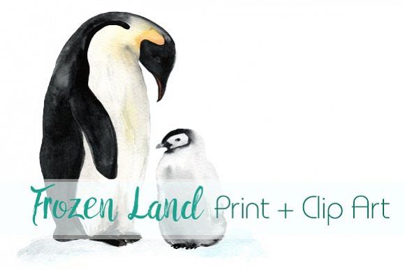 Frozen Land Watercolor Print+ClipArt example image 1