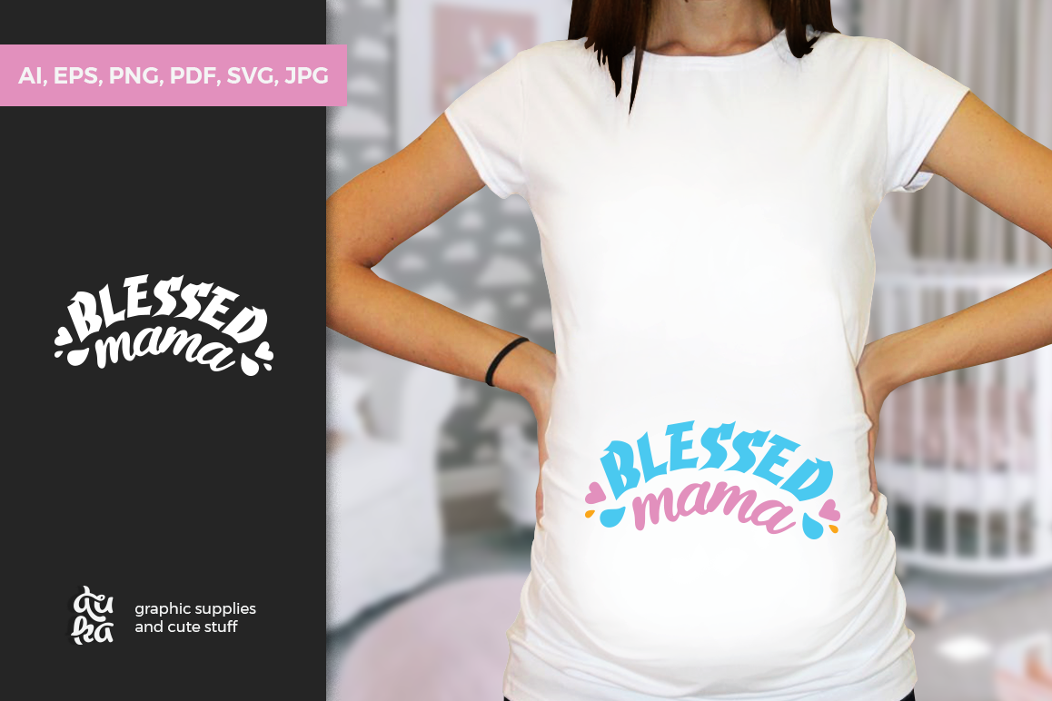 Pregnancy Announcement SVG Cut Files - Blessed mama example image 1