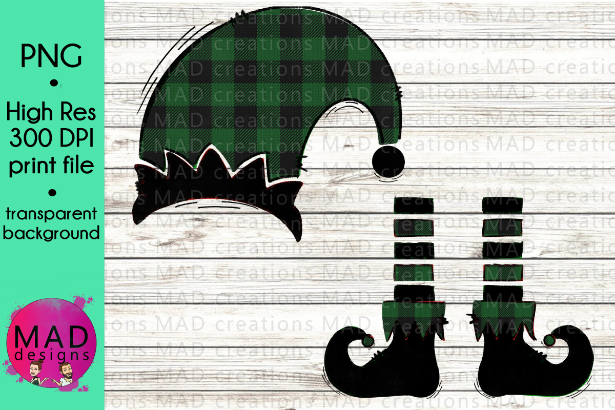 Christmas Elf - Add Your Own Text Template - Buffalo Plaid example image 1
