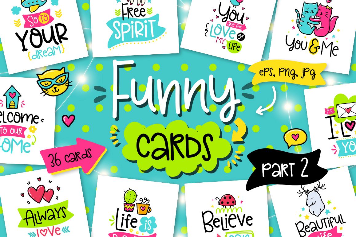 36 Funny Lettering Cards Collection! example image 1