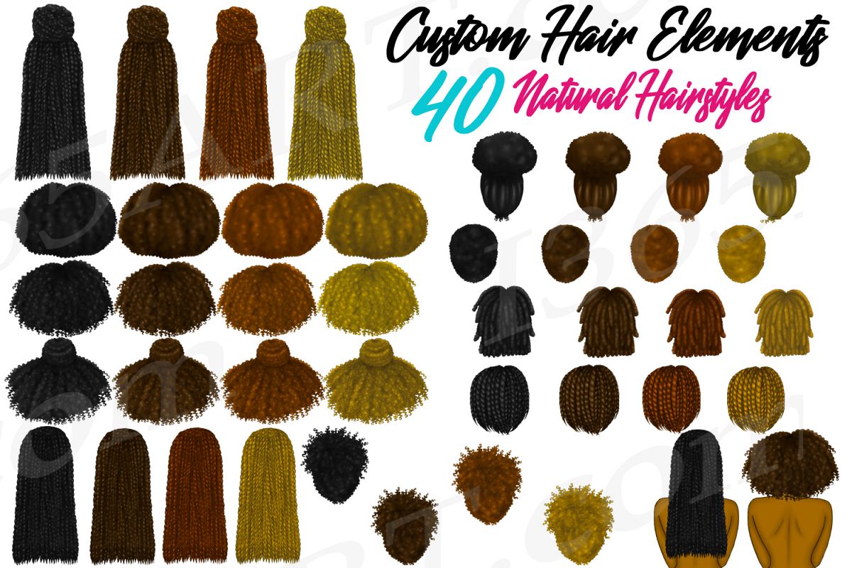 Natural Black Hairstyles Clipart Fashion Character Builder example image 1