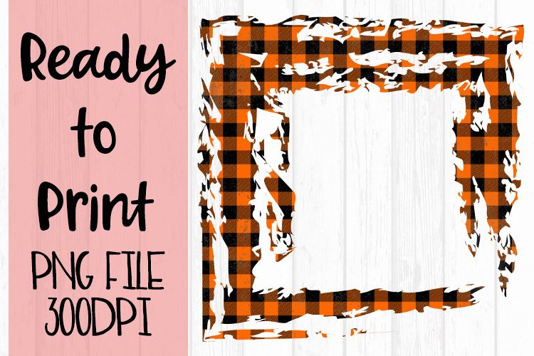 Orange Open Buffalo Plaid Frame Ready to Print example image 1