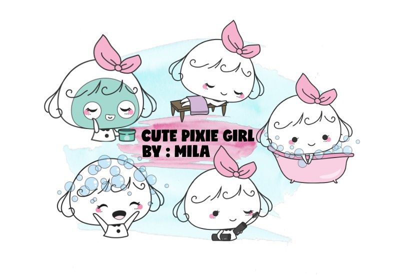 KAWAII GIRL CLIPART BUNDLE PNG example image 1