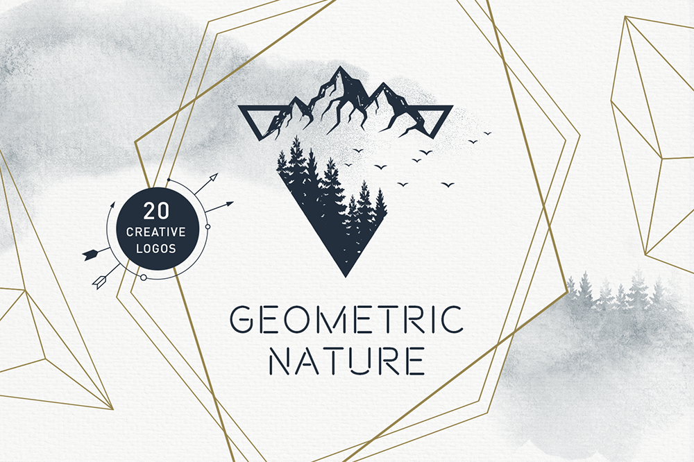 Geometric Nature. 20 Greative Logos in AI, EPS, PNG and SVG example image 1