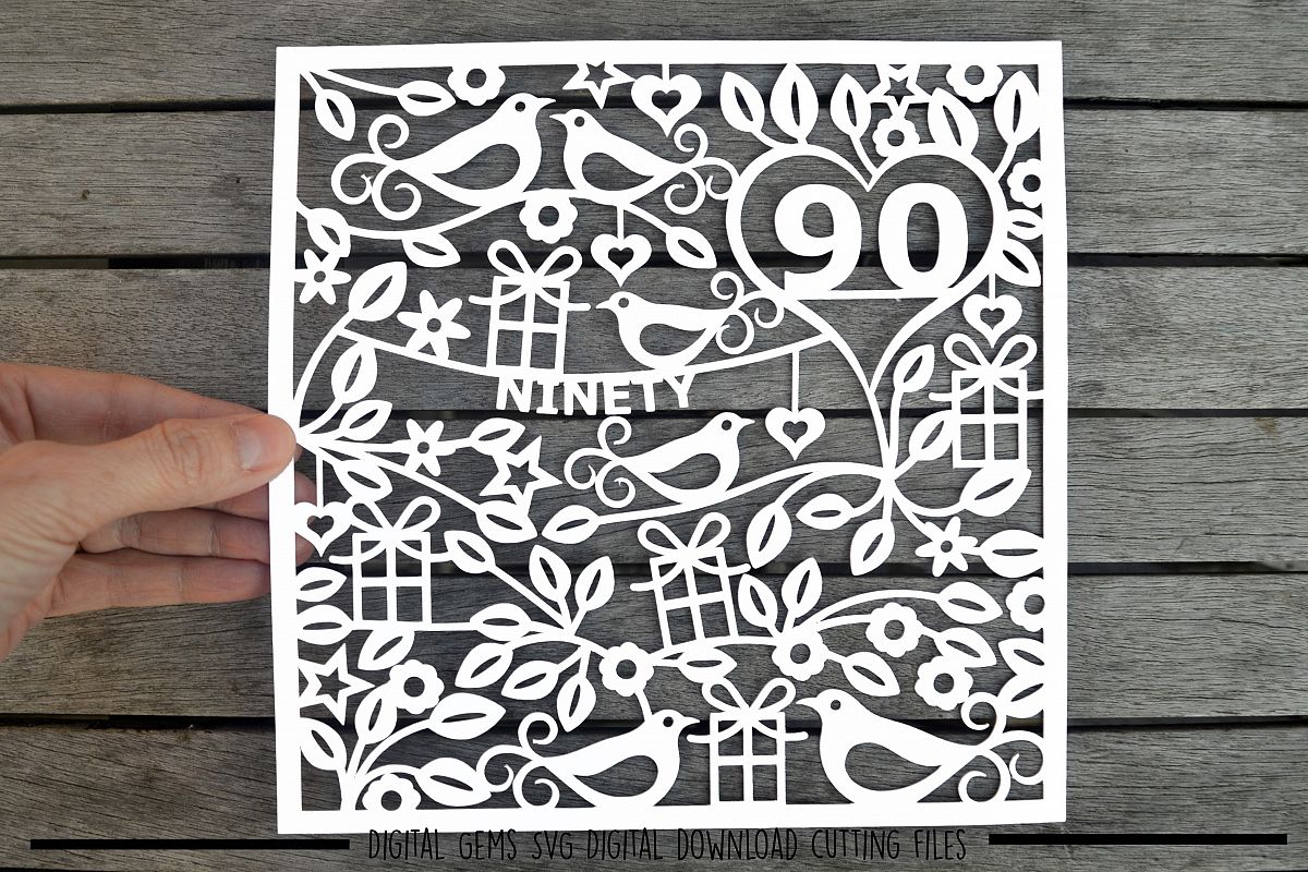 Number 90 paper cut SVG / DXF / EPS files example image 1